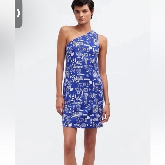 Madewell x Lisa Says Gah! One-Shoulder Mini Dress Size 2 NEW Fruit Wine Print - Picture 3 of 5